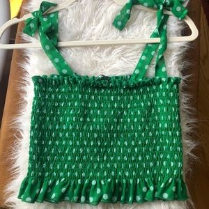 Zara green Polka Dot Crop Top